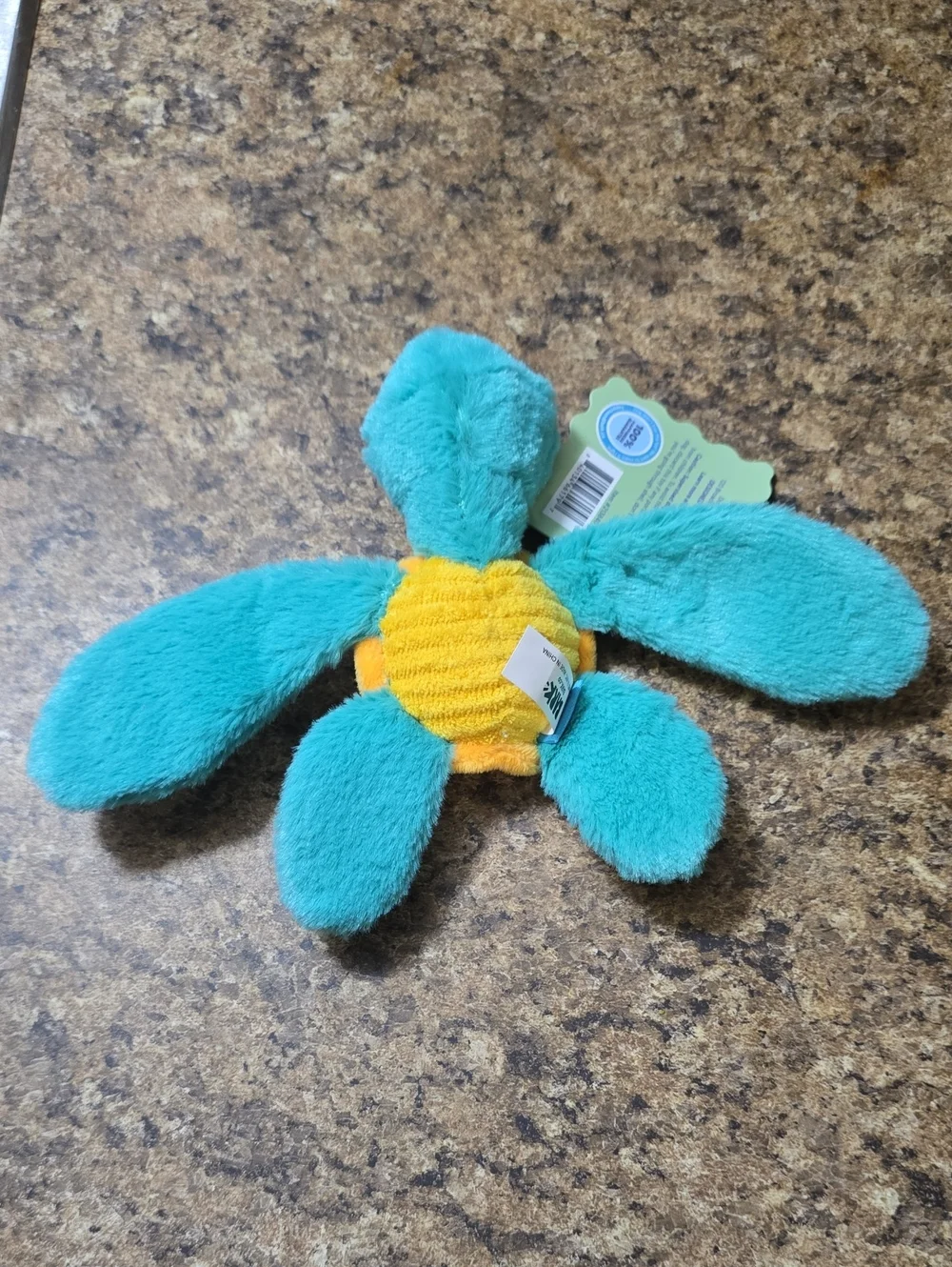 Bark Teal and Orange  Stevie Sea Turtle Plush Dog Toy NWT XS-S 0-20 Pounds